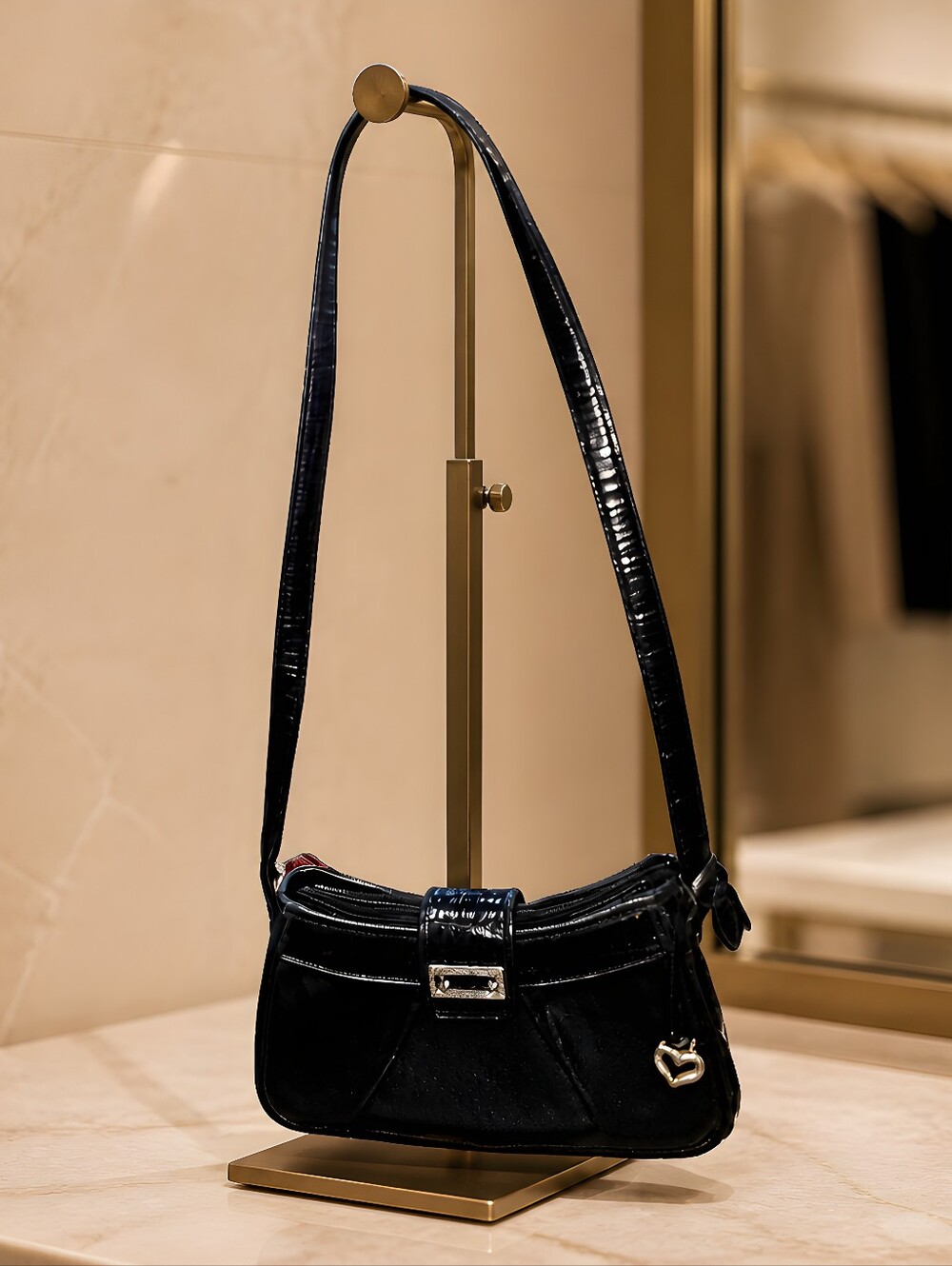 Brighton black leather shoulder purse